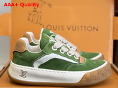 LV Tilted Sneaker in Green Suede Calf Leather Replica