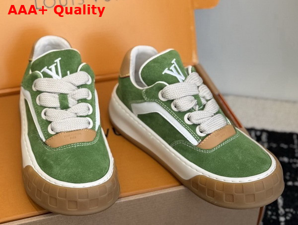 LV Tilted Sneaker in Green Suede Calf Leather Replica