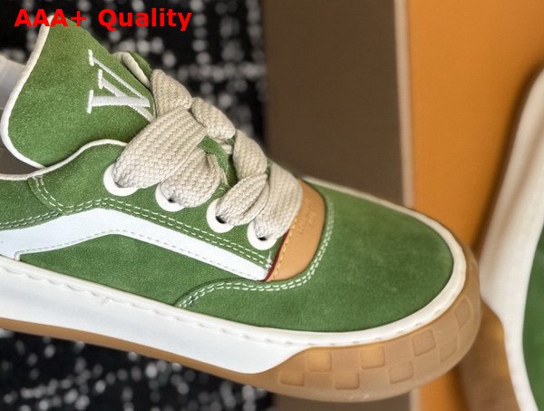 LV Tilted Sneaker in Green Suede Calf Leather Replica