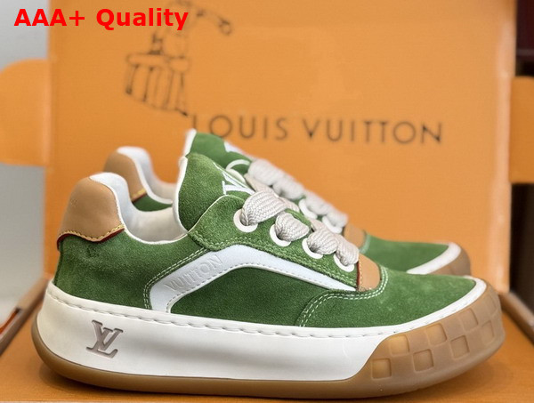 LV Tilted Sneaker in Green Suede Calf Leather Replica