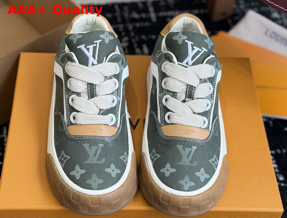 LV Tilted Sneaker in Khaki Green Monogram Surplus Canvas 1AJAM7 Replica