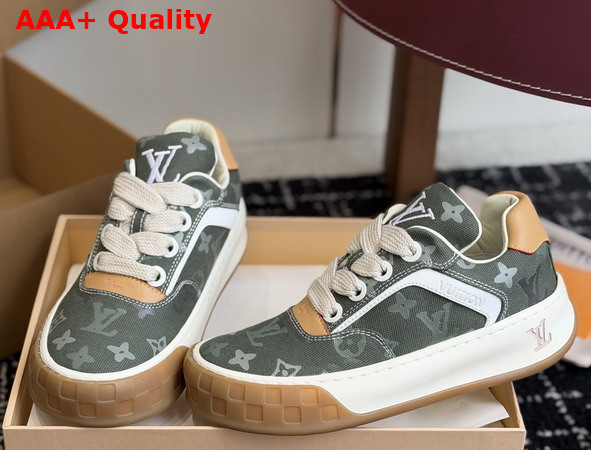 LV Tilted Sneaker in Khaki Green Monogram Surplus Canvas 1AJAM7 Replica