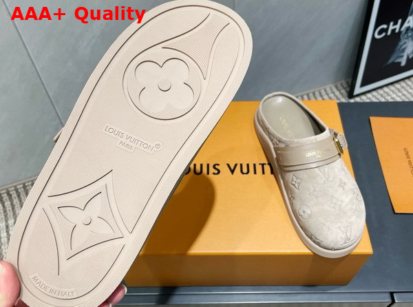 LV To Go Flat Comfort Clog in Hazelnut Brown Monogram Debossed Suede Calf Leather 1AHLVU Replica