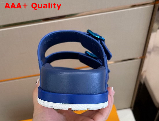 LV Trainer Mule Blue Monogram Embossed Suede Calf Leather 1A8SKZ Replica