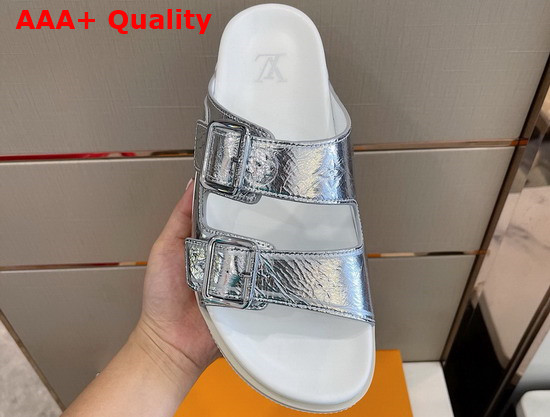 LV Trainer Mule Silver Metallic Leather 1A8SKK Replica