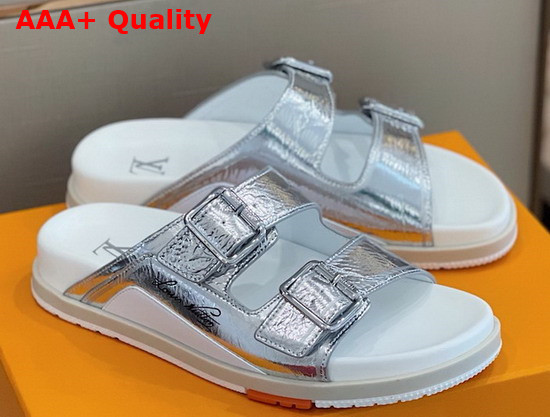 LV Trainer Mule Silver Metallic Leather 1A8SKK Replica