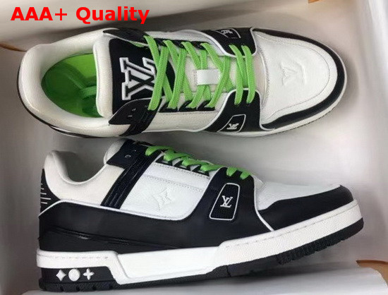 LV Trainer Sneaker Black Calf Leather and White Taurillon Monogram Leather Replica