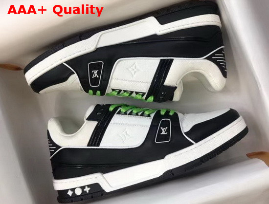 LV Trainer Sneaker Black Calf Leather and White Taurillon Monogram Leather Replica