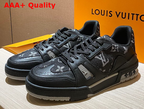 LV Trainer Sneaker Black Monogram Denim 1A9IPN Replica