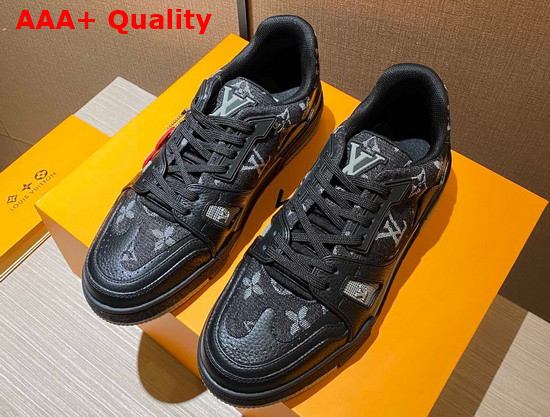 LV Trainer Sneaker Black Monogram Denim 1A9IPN Replica