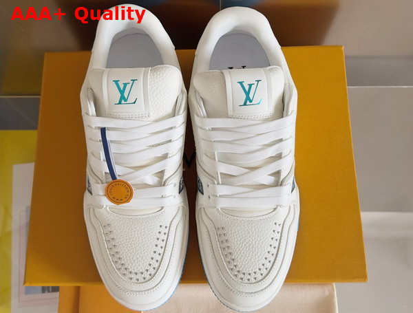 LV Trainer Sneaker Blue Grained Calf Leather 1AHTHV Replica