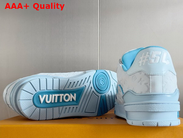 LV Trainer Sneaker Blue Monogram Embossed Nubuck Calf Leather 1ACRY9 Replica