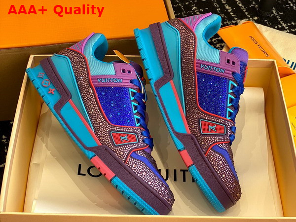 LV Trainer Sneaker Blue Strass 1A9JWH Replica