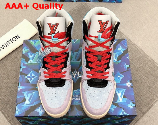 LV Trainer Sneaker Boot in Purple Suede Calf Leather 1A7R0R Replica
