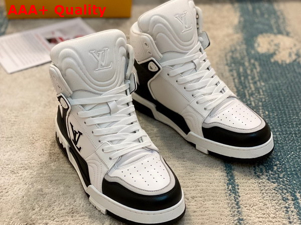 LV Trainer Sneaker Boot in White and Black Calf Leather Replica