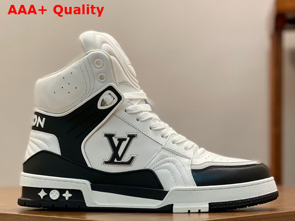 LV Trainer Sneaker Boot in White and Black Calf Leather Replica