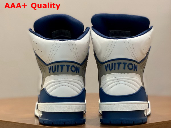 LV Trainer Sneaker Boot in White and Blue Calf Leather Replica