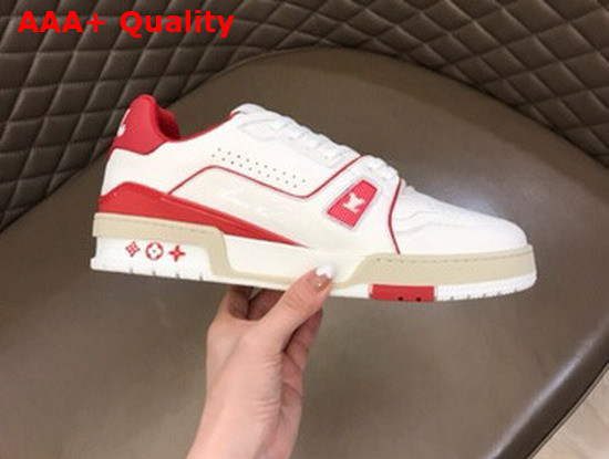 LV Trainer Sneaker Bordeaux Red Calf Leather for Men 1A8ZPP Replica