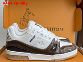 LV Trainer Sneaker Brown Monogram Grained Calf Leather and Patent Leather 1AJ210 Replica