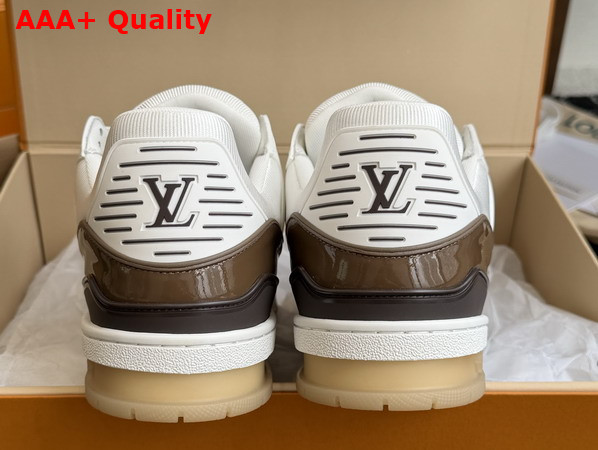 LV Trainer Sneaker Brown Monogram Grained Calf Leather and Patent Leather 1AJ210 Replica