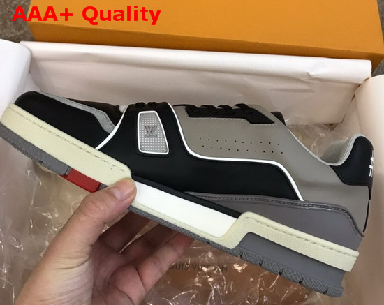 LV Trainer Sneaker Calf Leather Black Virgil Ablohs Louis Vuitton Script Signature on the Side 1A54H5 Replica