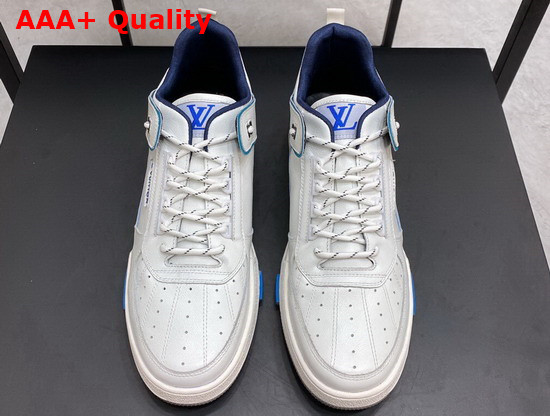 LV Trainer Sneaker Calf Leather White and Blue 1A67L5 Replica