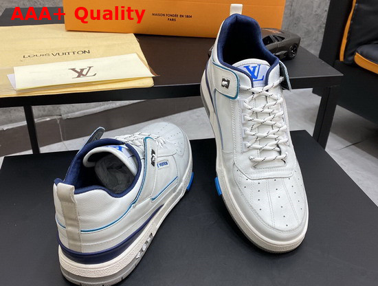 LV Trainer Sneaker Calf Leather White and Blue 1A67L5 Replica
