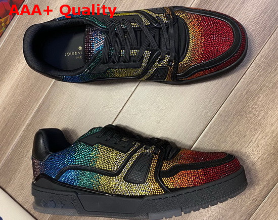 LV Trainer Sneaker Covered with Multi Colored strass 1A5YLO Replica