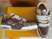 LV Trainer Sneaker Ebene Nubuck Leather and Damier Canvas 1AIN14 Replica