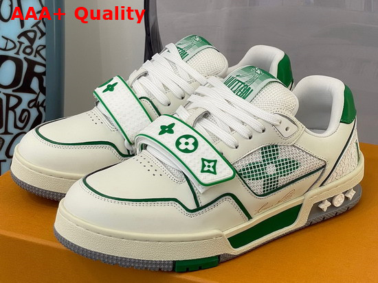 LV Trainer Sneaker Green Calf Leather Velcro Strap 1A98VB Replica
