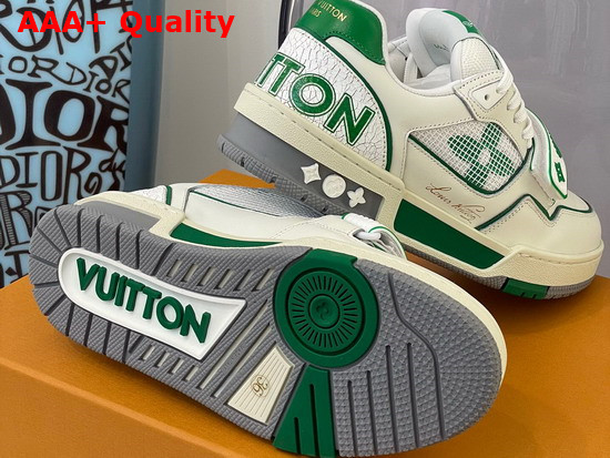 LV Trainer Sneaker Green Calf Leather Velcro Strap 1A98VB Replica