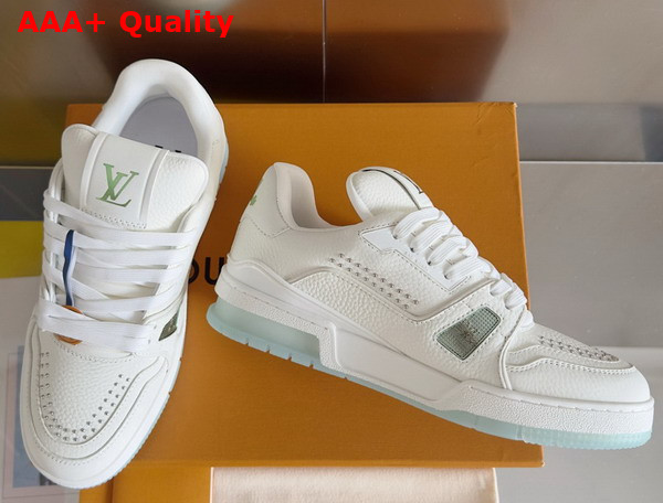 LV Trainer Sneaker Green Grained Calf Leather 1AHWQN Replica