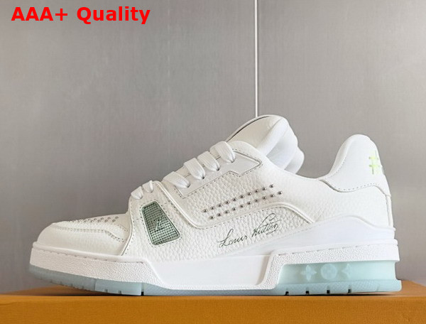 LV Trainer Sneaker Green Grained Calf Leather 1AHWQN Replica