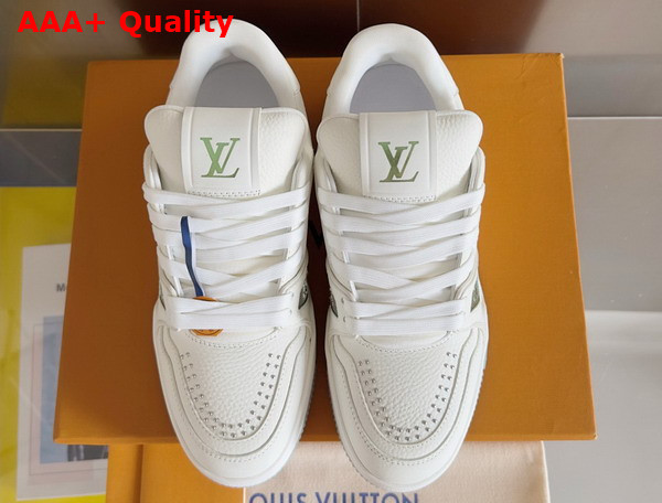 LV Trainer Sneaker Green Grained Calf Leather 1AHWQN Replica