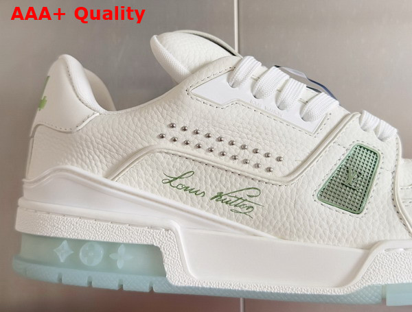 LV Trainer Sneaker Green Grained Calf Leather 1AHWQN Replica