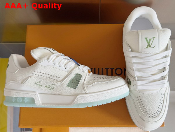 LV Trainer Sneaker Green Grained Calf Leather 1AHWQN Replica