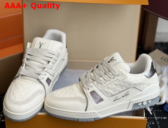LV Trainer Sneaker Grey Monogram Debossed Grained Calf Leather 1AKCKT Replica