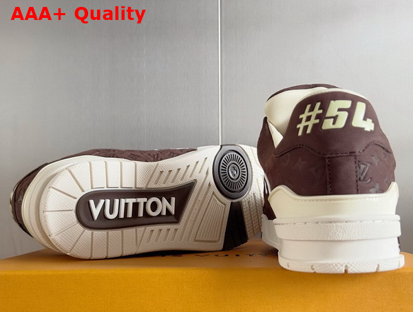 LV Trainer Sneaker Moka Brown Monogram Embossed Nubuck Calf Leather 1ACR5V Replica