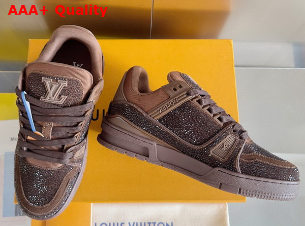 LV Trainer Sneaker Moka Brown Swarovski Crystals 1ADH3D Replica