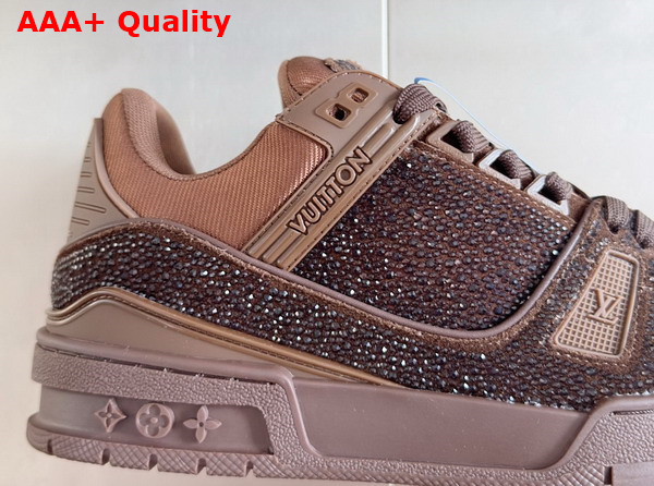 LV Trainer Sneaker Moka Brown Swarovski Crystals 1ADH3D Replica