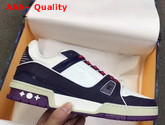 LV Trainer Sneaker Navy Blue Calf Leather and White Taurillon Monogram Leather Replica