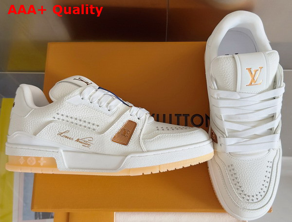 LV Trainer Sneaker Orange Grained Calf Letaher 1AHTGR Replica