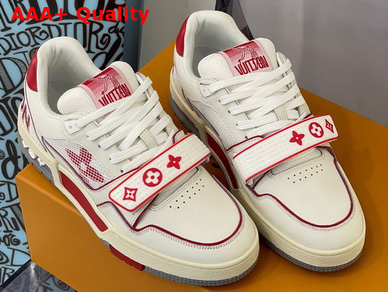LV Trainer Sneaker Red Calf Leather Velcro Strap 1A98VV Replica