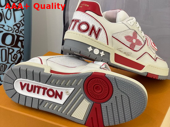 LV Trainer Sneaker Red Calf Leather Velcro Strap 1A98VV Replica