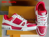 LV Trainer Sneaker Sari Red Grained Calf Leather 1ADHT6 Replica