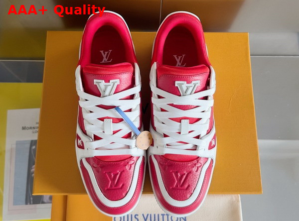 LV Trainer Sneaker Sari Red Grained Calf Leather 1ADHT6 Replica