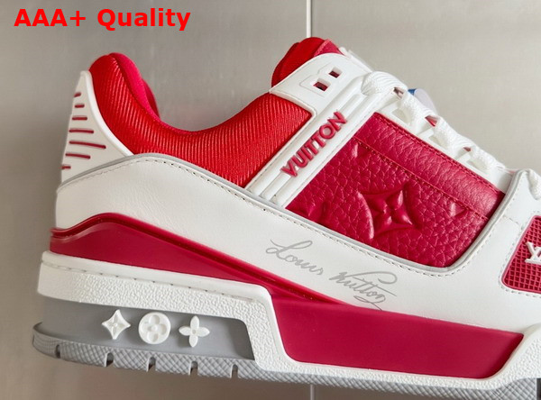 LV Trainer Sneaker Sari Red Grained Calf Leather 1ADHT6 Replica