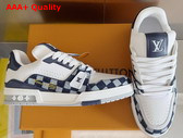 LV Trainer Sneaker White Damier Denim and Plain Calf Leather 1AIKQQ Replica