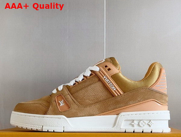 LV Trainer Sneaker in Beige Grained Nubuck Calf Leather 1AD9XA Replica