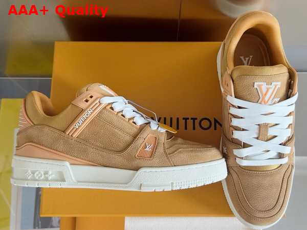 LV Trainer Sneaker in Beige Grained Nubuck Calf Leather 1AD9XA Replica